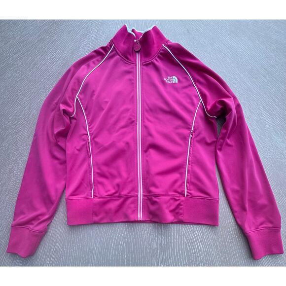 The North Face Jackets & Blazers - The North Face Womens L Track Jacket Pink White Piping Activewear Flaws Read